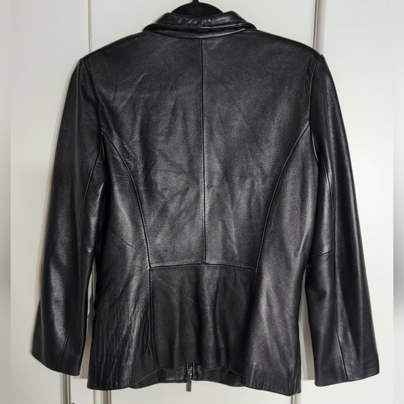 Siena Studio Black Leather Jacket Fitted Sleek Design - Picture 6 of 12